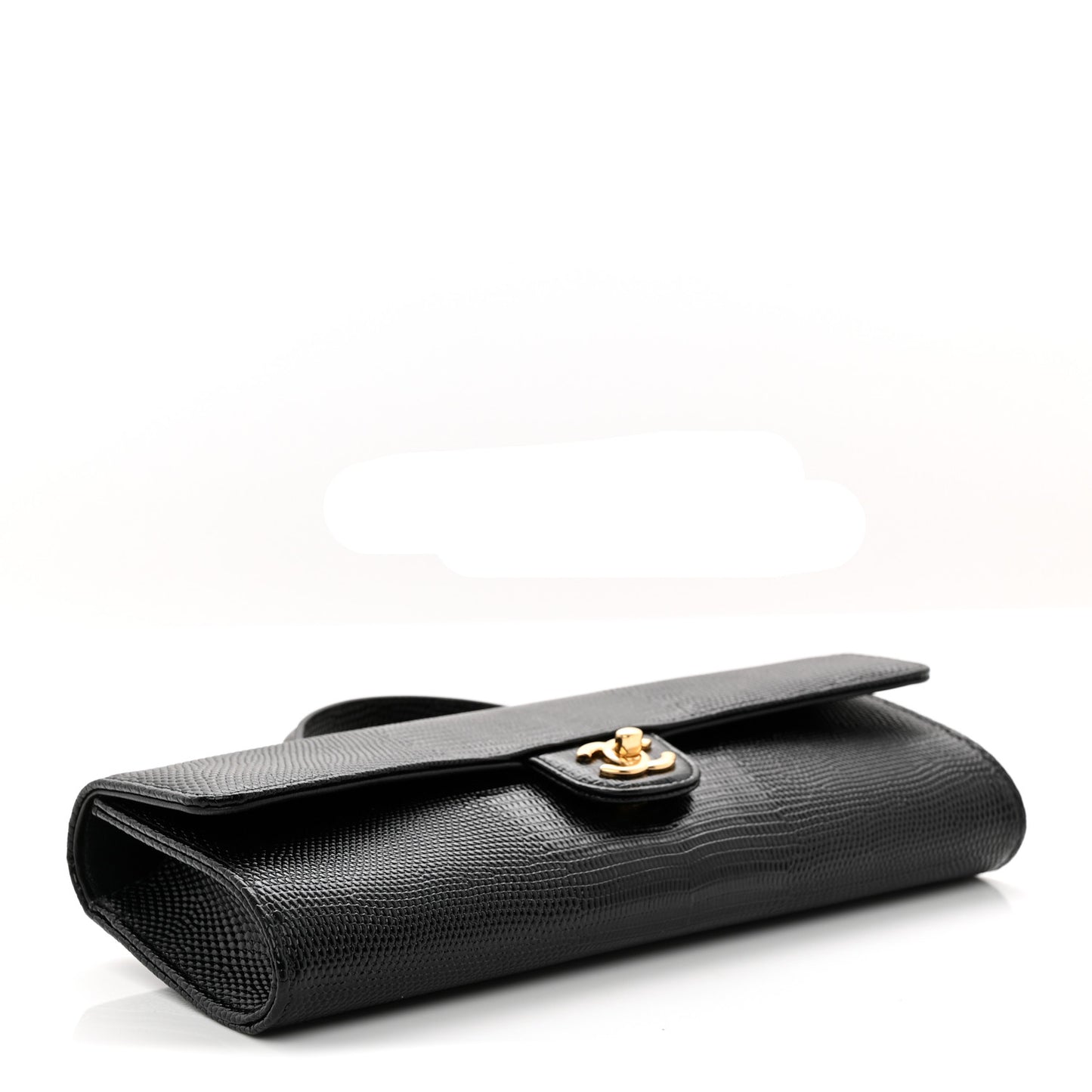 Lizard Calfskin Embossed Clutch With Chain Black