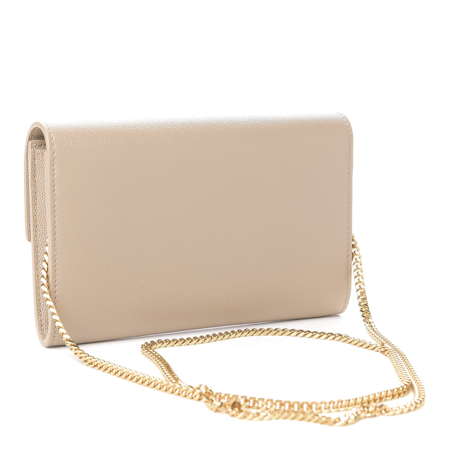 Saint Laurent Grain De Poudre Monogram Uptown Chain Wallet Dark Latte 4 of 12