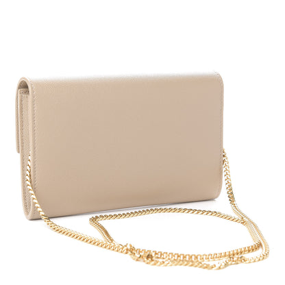 Saint Laurent Grain De Poudre Monogram Uptown Chain Wallet Dark Latte 4 of 12