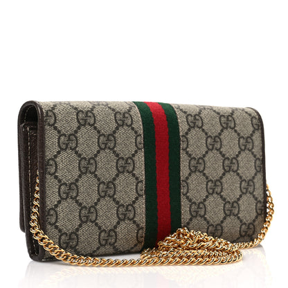 Gucci GG Supreme Monogram Web Ophidia Wallet On Chain Brown 3 of 7