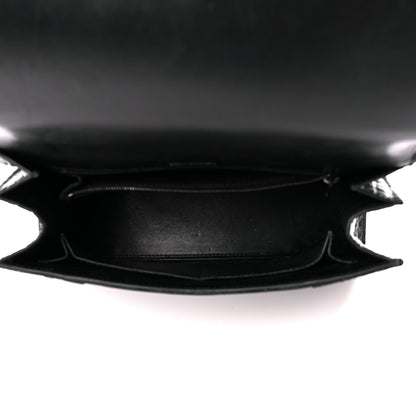 Balenciaga Shiny Calfskin Monochrome Crocodile Embossed Medium Hourglass Top Handle Bag Black 5 of 11