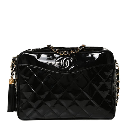 Chanel Patent Quilted Tassel Camera Case Black 1 of 11