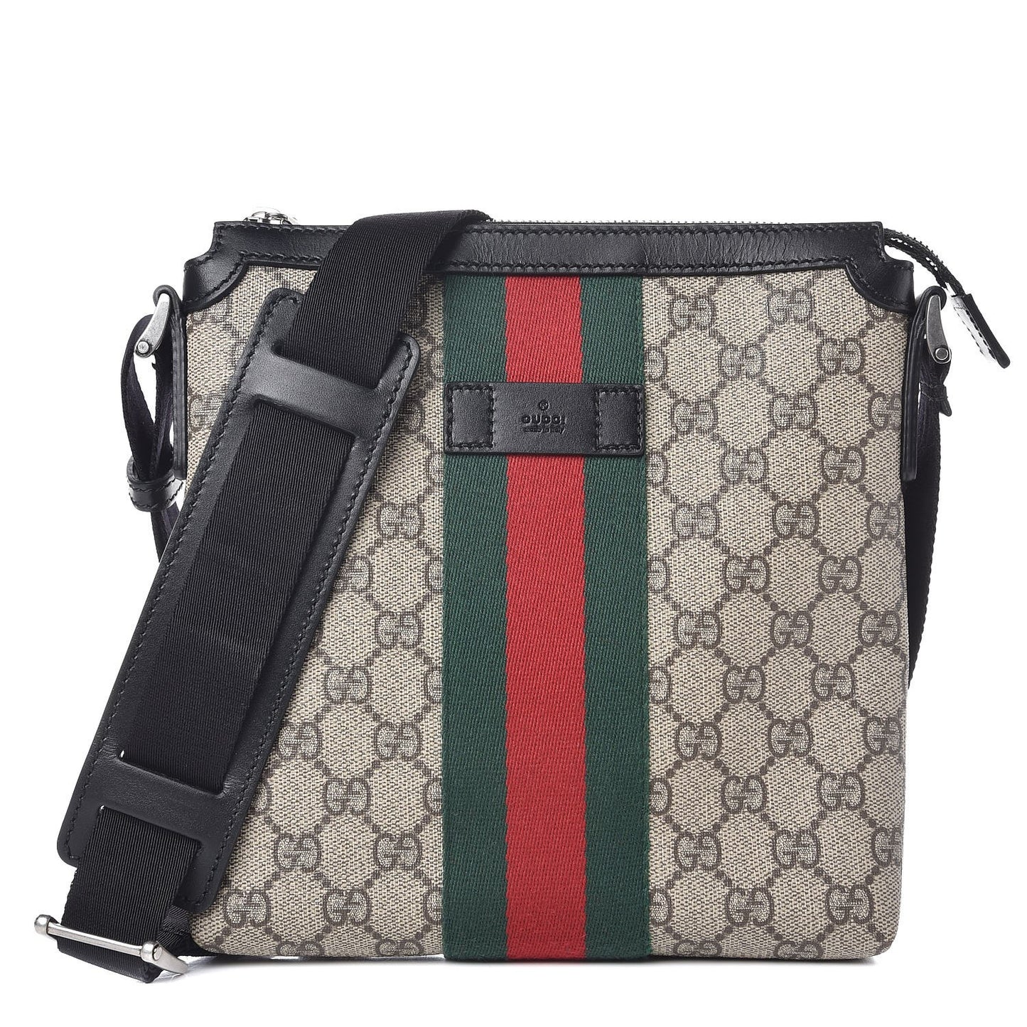 GG Supreme Monogram Web Messenger Bag Black
