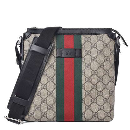 Gucci GG Supreme Monogram Web Messenger Bag Black 1 of 10