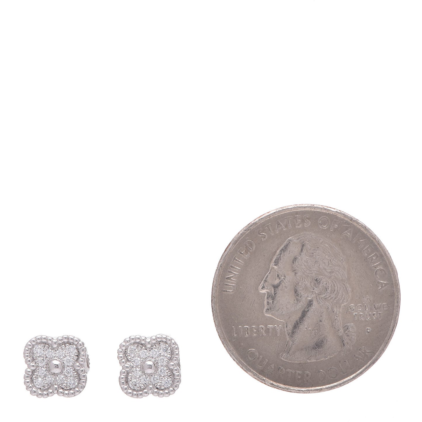 18K White Gold Diamond Sweet Alhambra Earrings
