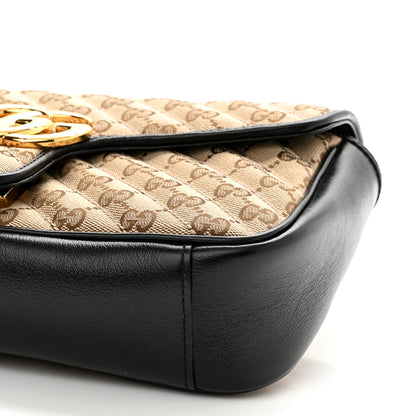 Gucci Monogram Matelasse Diagonal Small GG Marmont Shoulder Bag Beige Black 10 of 10