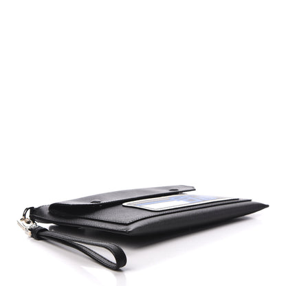 Prada Saffiano Racing Logo Patch Clutch Black Azzurro 4 of 7