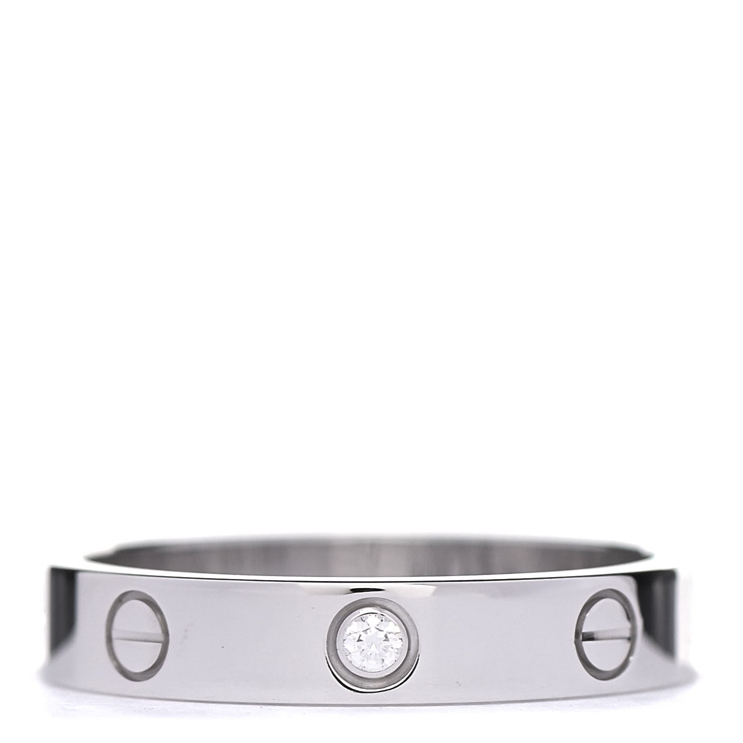 Cartier 18K White Gold Diamond 4mm LOVE Wedding Band Ring 58 8.25 1 of 6
