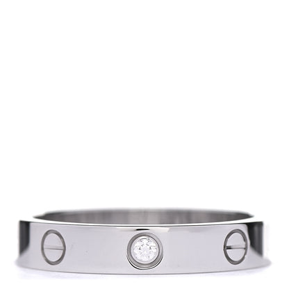 Cartier 18K White Gold Diamond 4mm LOVE Wedding Band Ring 58 8.25 1 of 6