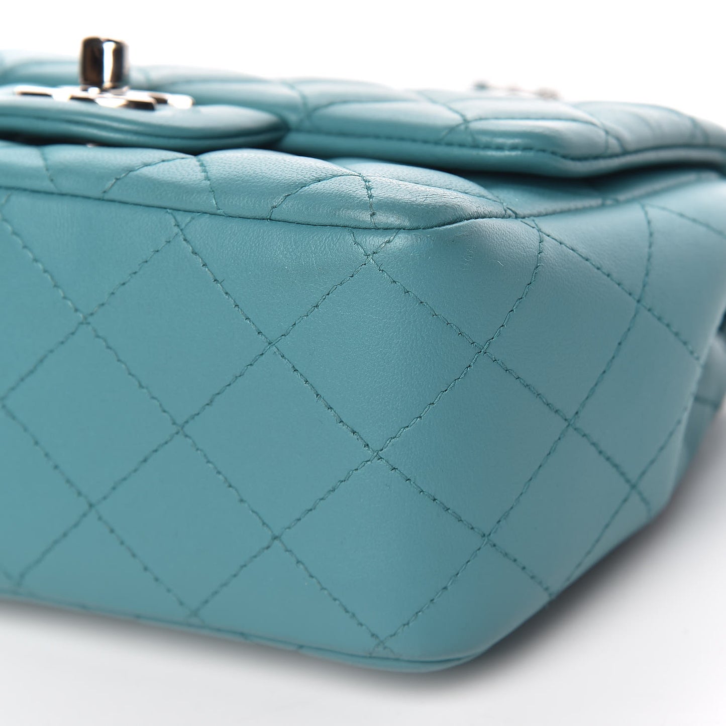 Lambskin Quilted Mini Square Flap Turquoise