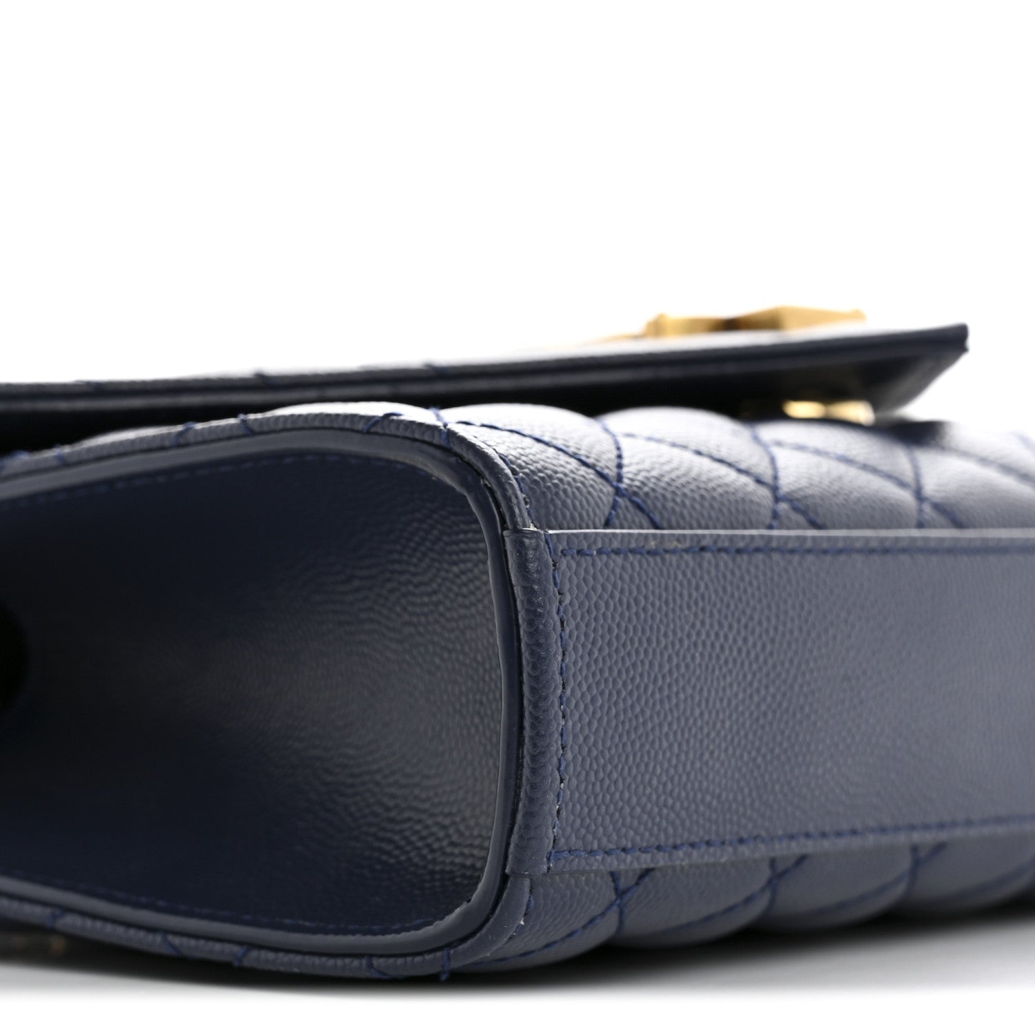 Saint Laurent Grain De Poudre Textured Mixed Matelasse Triquilt Small Monogram Satchel Blue Charron 9 of 12