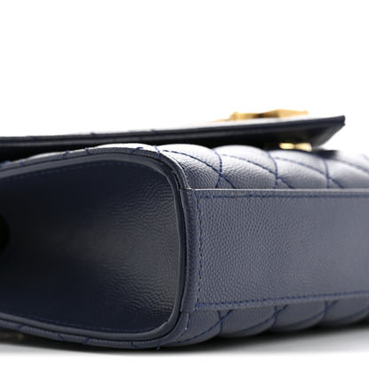 Saint Laurent Grain De Poudre Textured Mixed Matelasse Triquilt Small Monogram Satchel Blue Charron 9 of 12