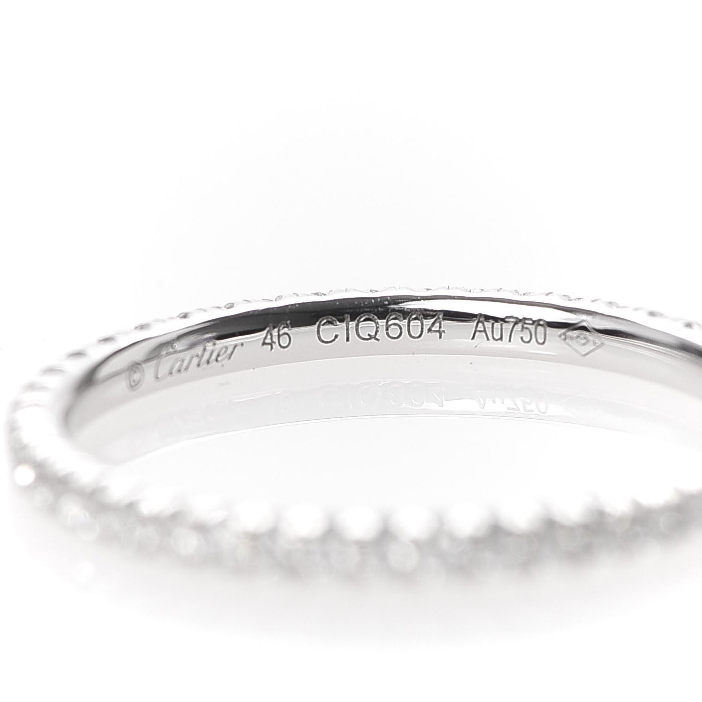 18K White Gold Diamond 1.5mm Étincelle de Wedding Band Ring 46 3.75