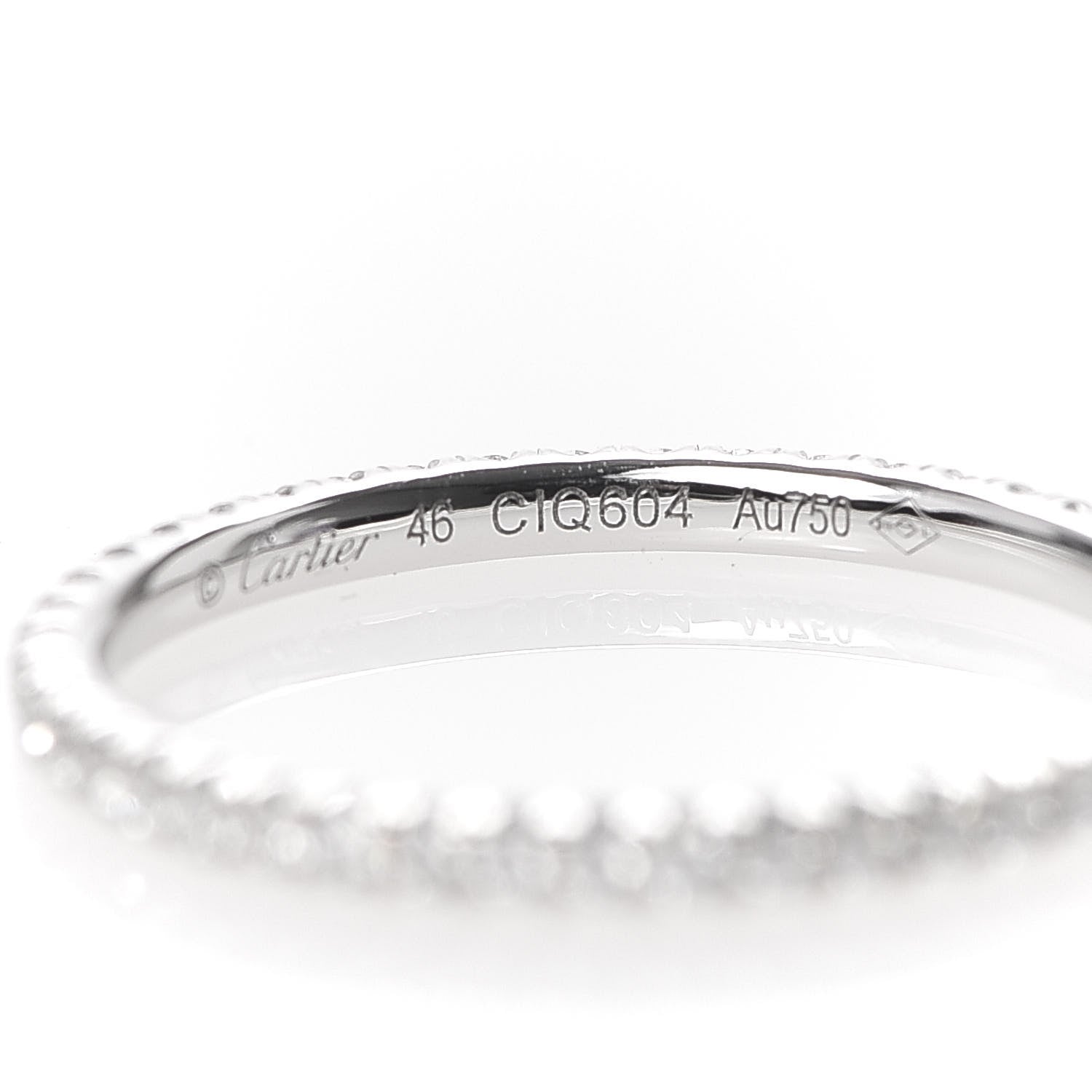 Cartier 18K White Gold Diamond 1.5mm Étincelle de Wedding Band Ring 46 3.75 4 of 7