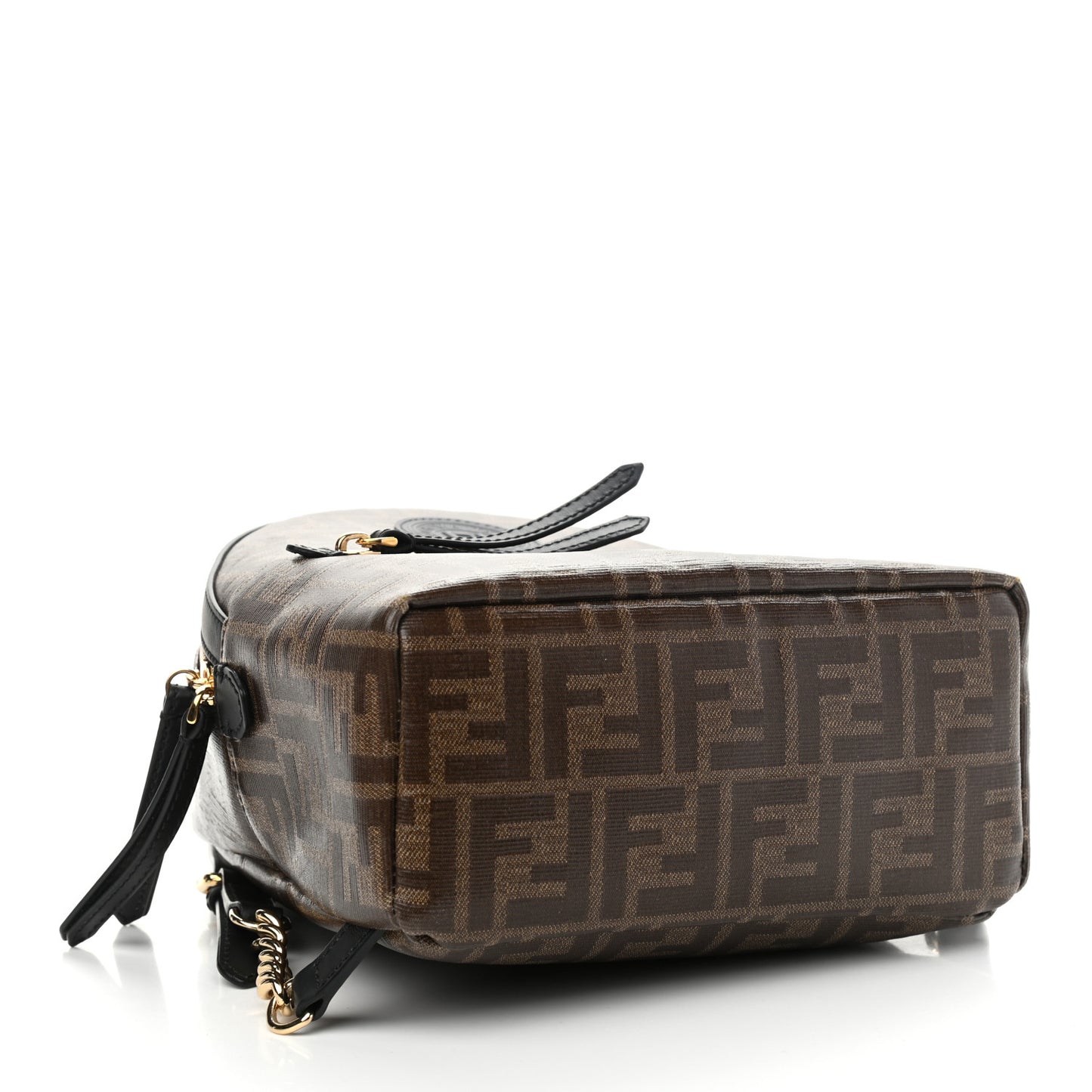 Glazed Fabric Vitello Century FF 1974 Stamp Patch Mini Backpack Mogano Panna Black