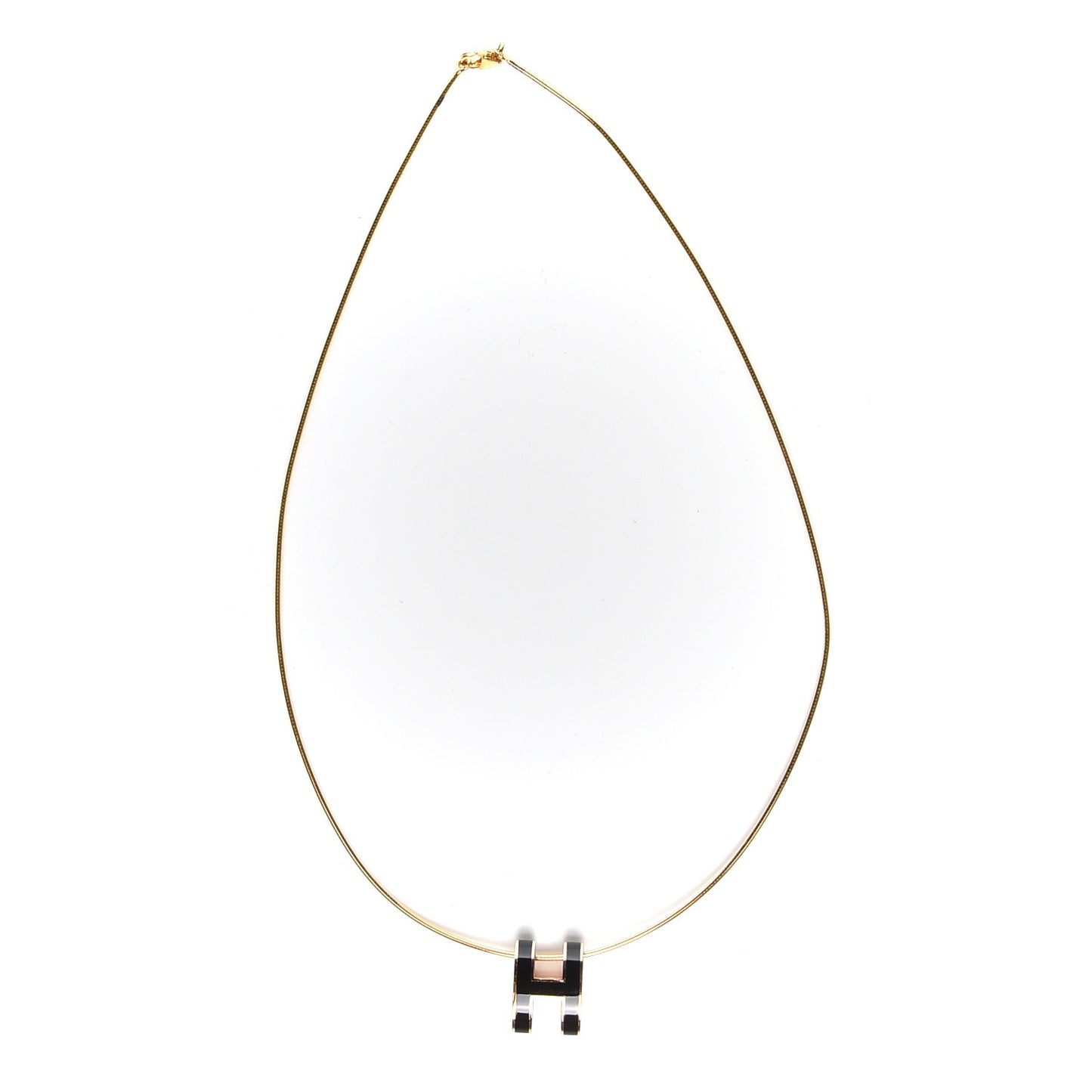 Lacquered Gold Pop H Pendant Necklace Black