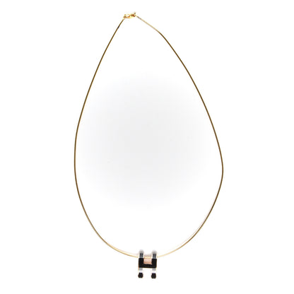 Hermes Lacquered Gold Pop H Pendant Necklace Black 2 of 5