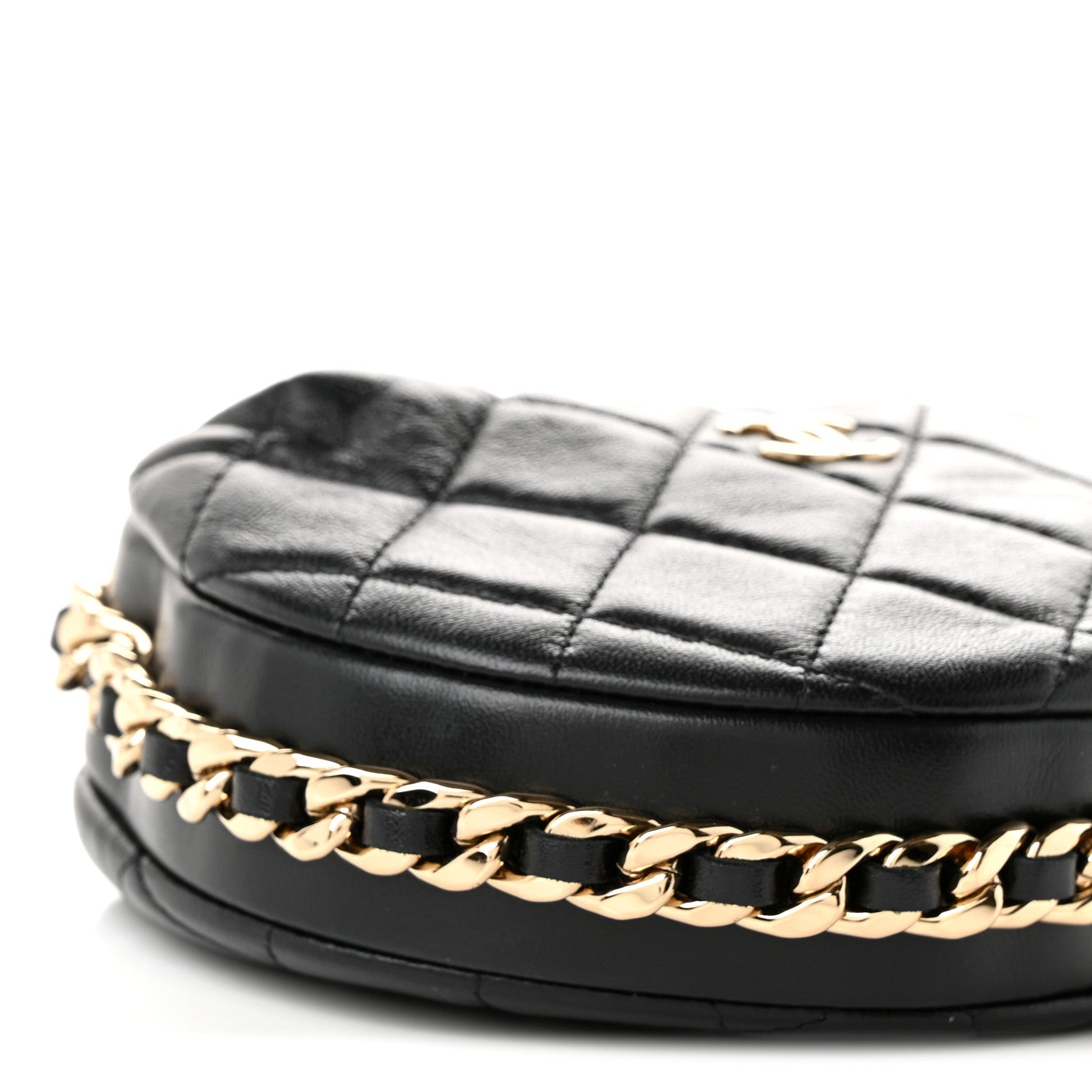 Chanel Lambskin Quilted Chain Around Pouch Hobo Black 8 of 9