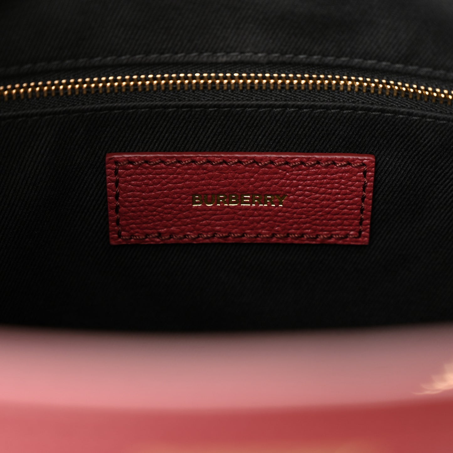 Grainy Calfskin House Check Medium Banner Tote Mahogany Red