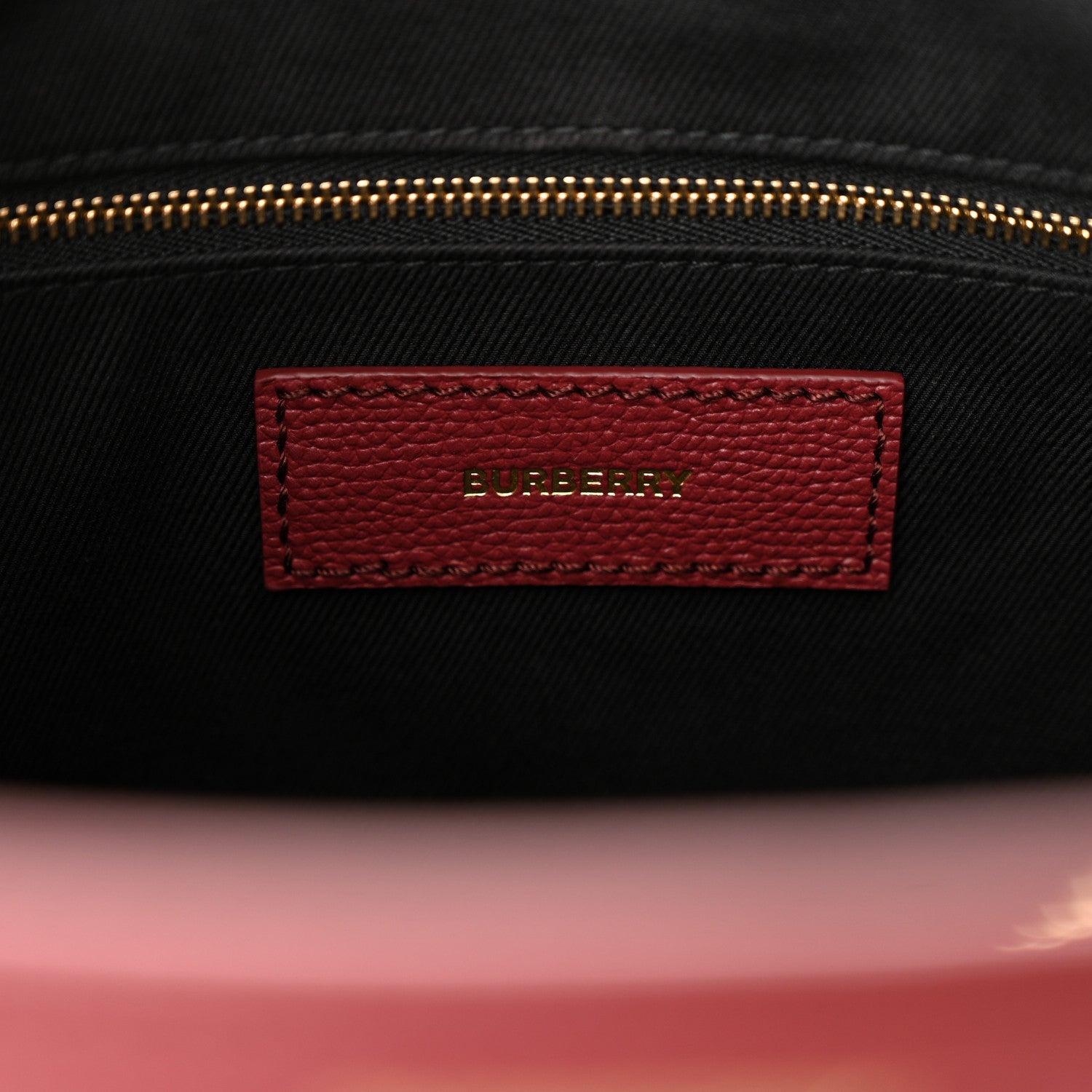 Burberry Grainy Calfskin House Check Medium Banner Tote Mahogany Red 6 of 9