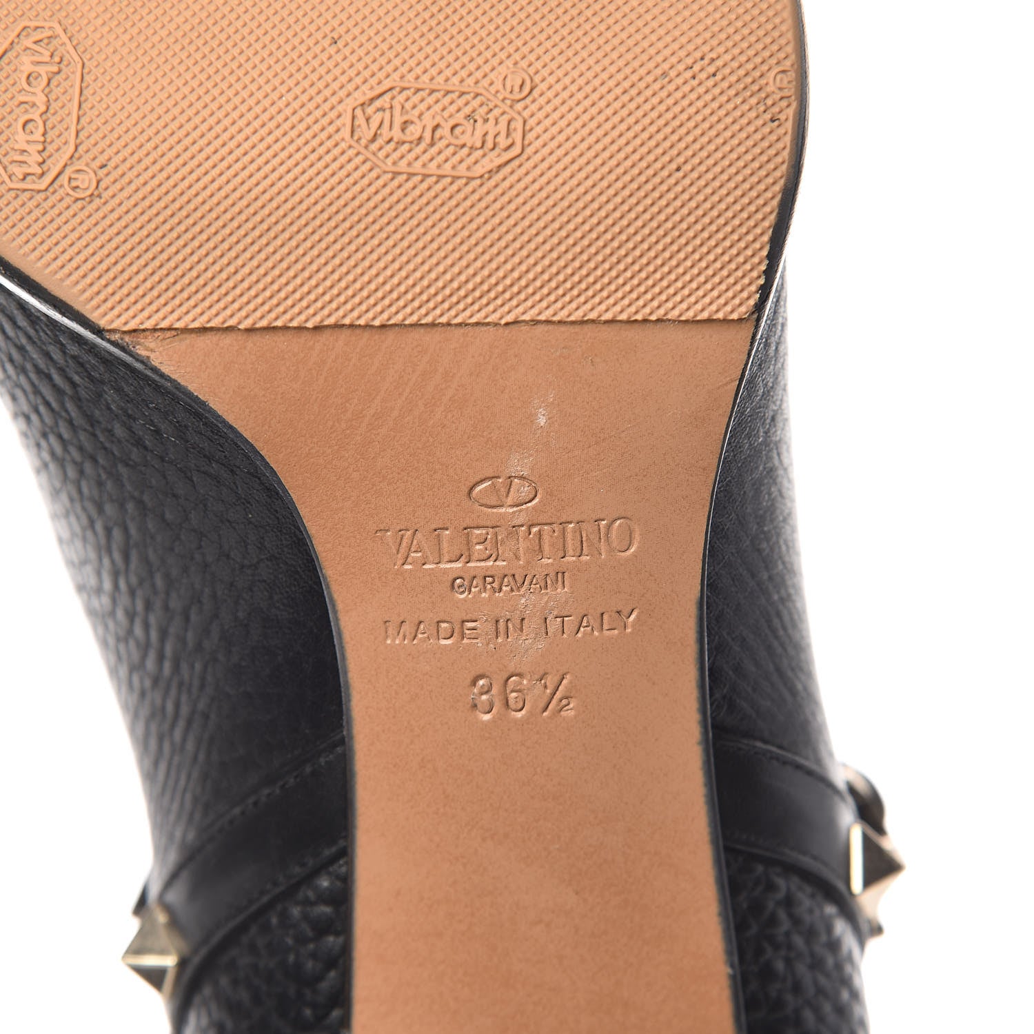Valentino Garavani Pebbled Calfskin Rockstud Double Buckle 70mm Block Heel Ankle Boots 36.5 Black 8 of 11