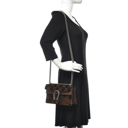 Gucci Velvet Moon Calfskin Crystal GG Monogram Small Dionysus Shoulder Bag Brown Vintage Cocoa Black Diamond 2 of 12