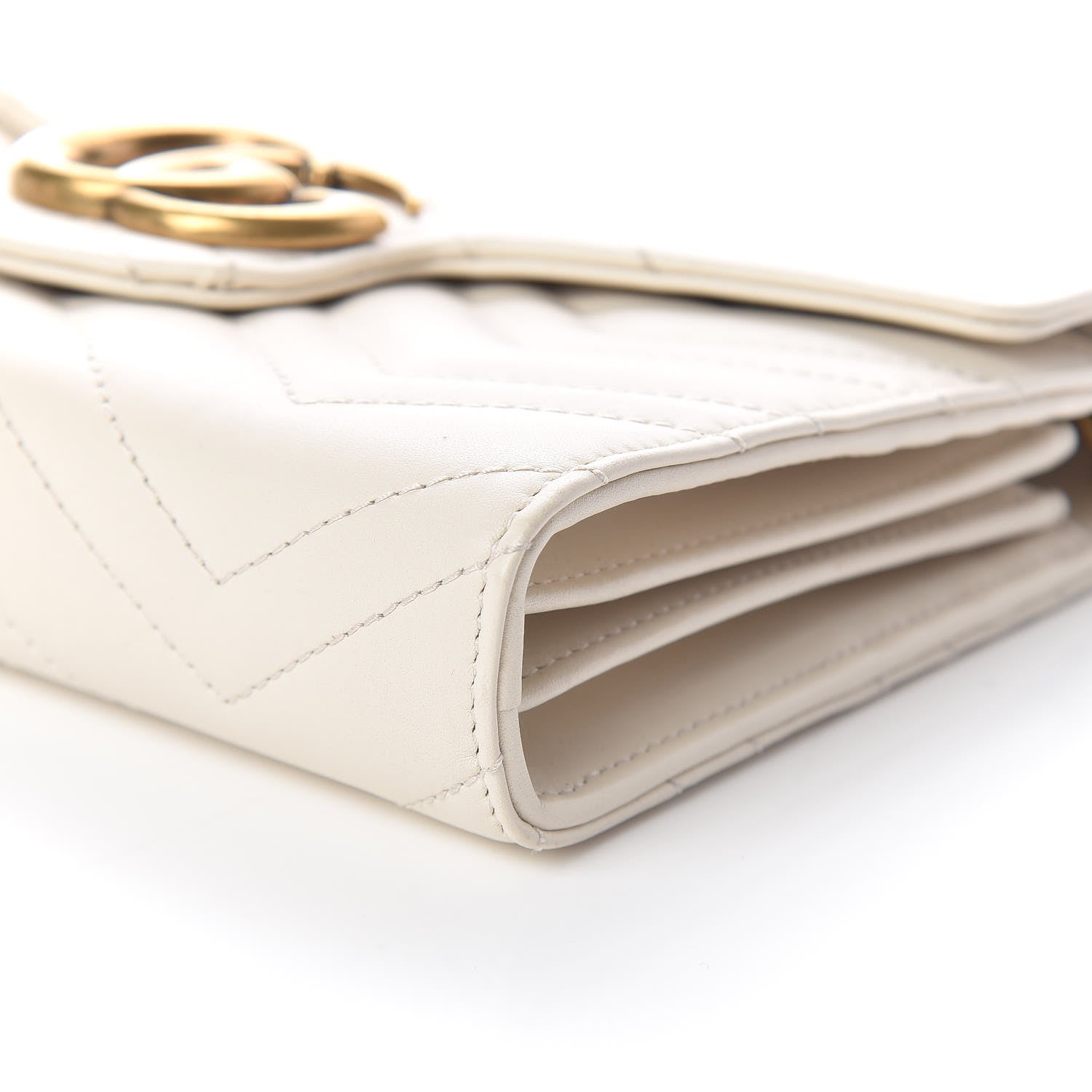 Gucci Calfskin Matelasse GG Marmont Chain Wallet Mystic White 10 of 13