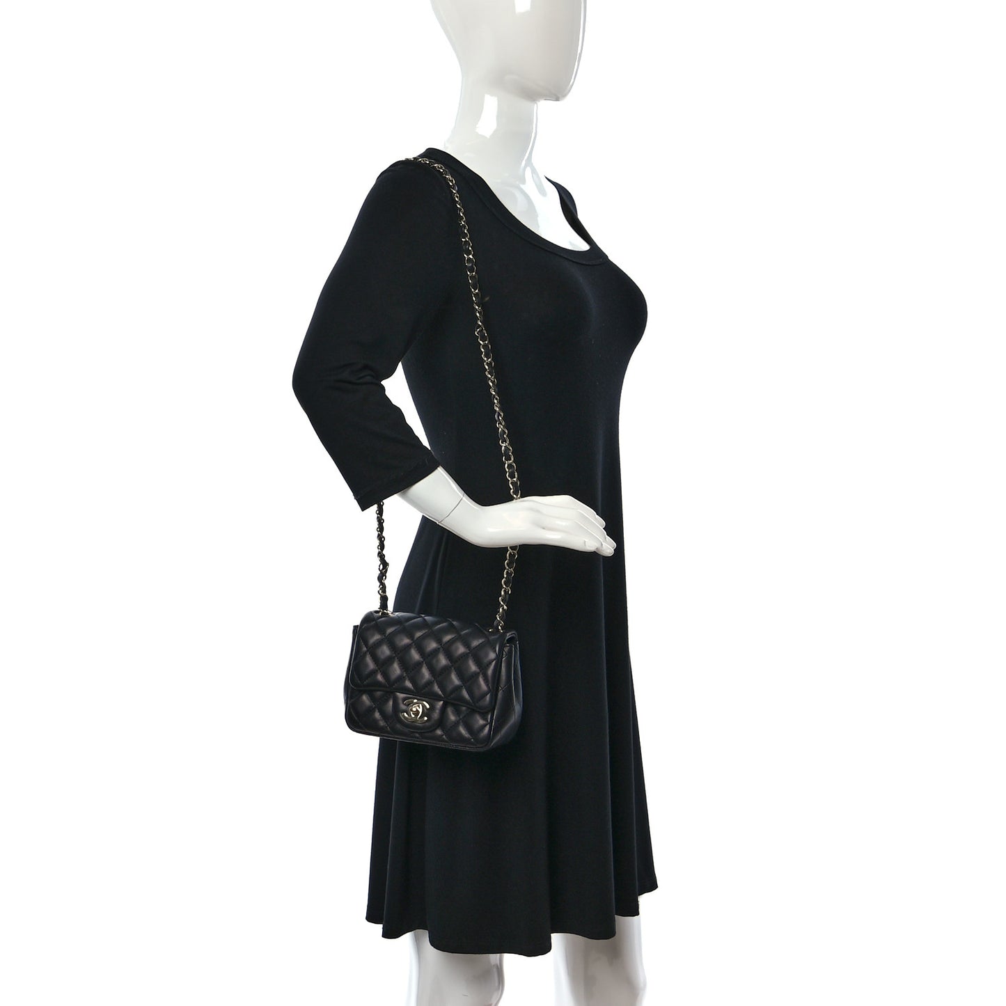 Lambskin Quilted Mini Square Flap Black