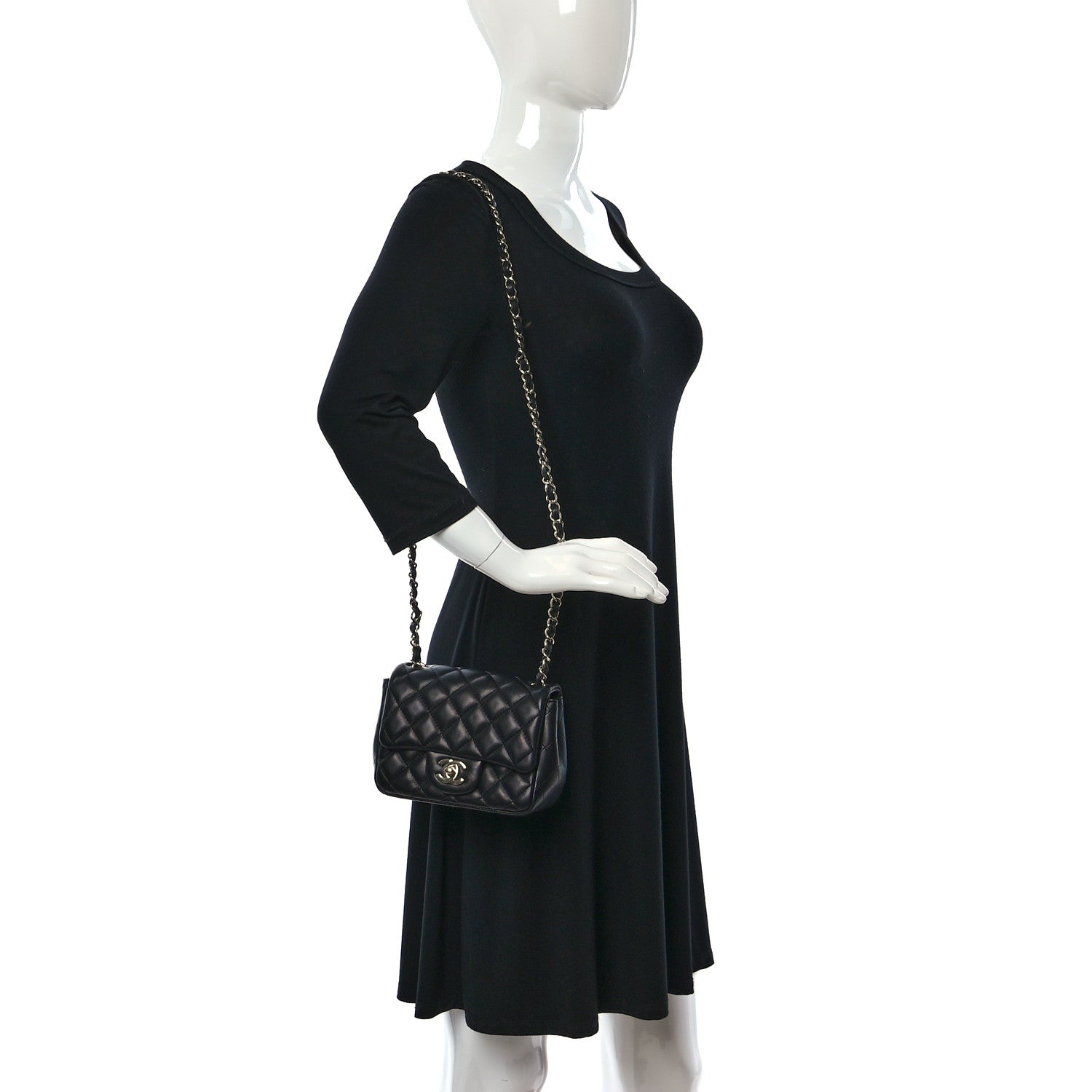 Chanel Lambskin Quilted Mini Square Flap Black 2 of 12