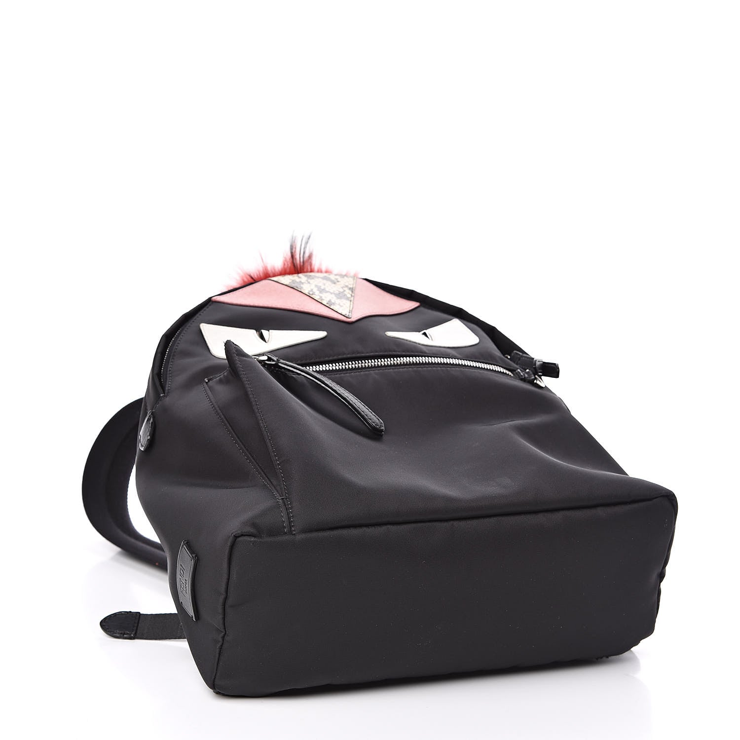 Fendi Nylon Vitello Dolce Elaphe Fox Fur Monster Eyes Backpack Black Natural Bordeaux Multicolor 4 of 11