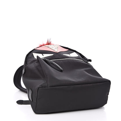 Fendi Nylon Vitello Dolce Elaphe Fox Fur Monster Eyes Backpack Black Natural Bordeaux Multicolor 4 of 11