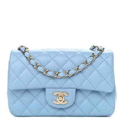 Chanel Lambskin Quilted Mini Rectangular Flap Light Blue 1 of 11