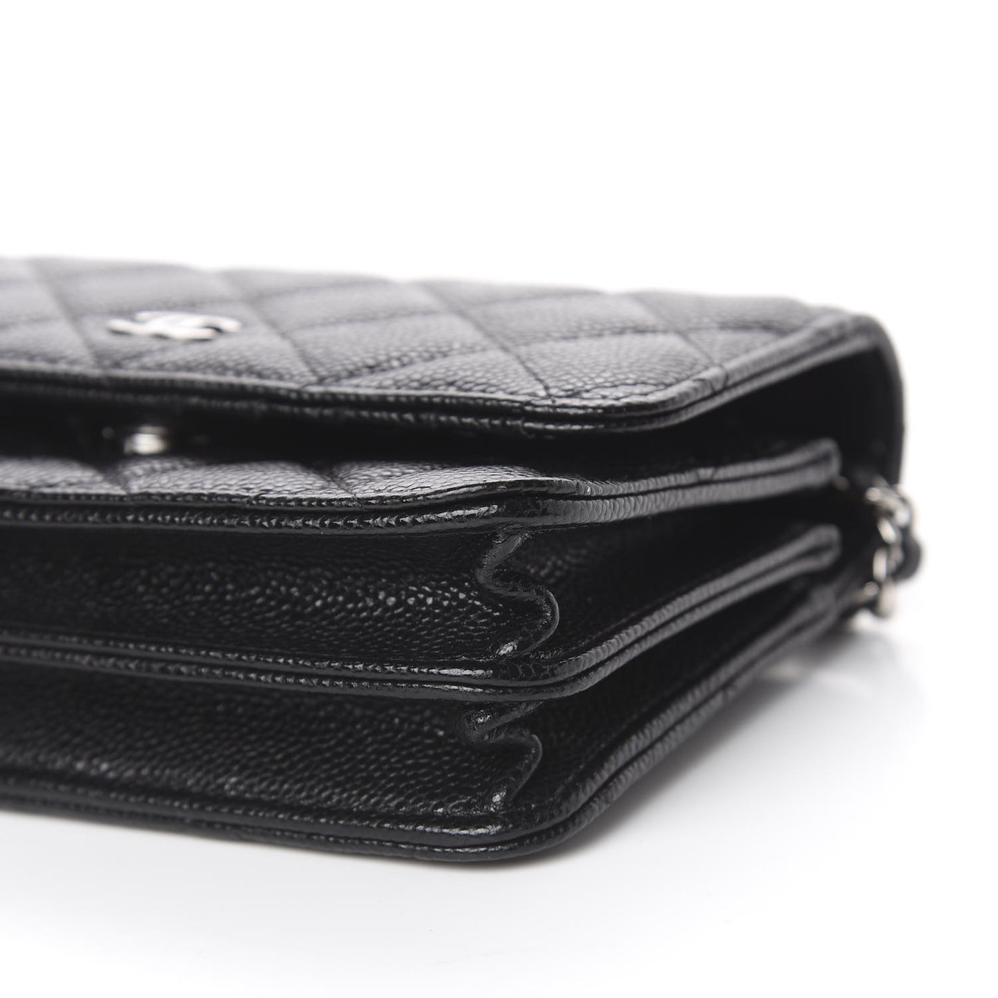 Caviar Quilted Mini Wallet On Chain WOC Black