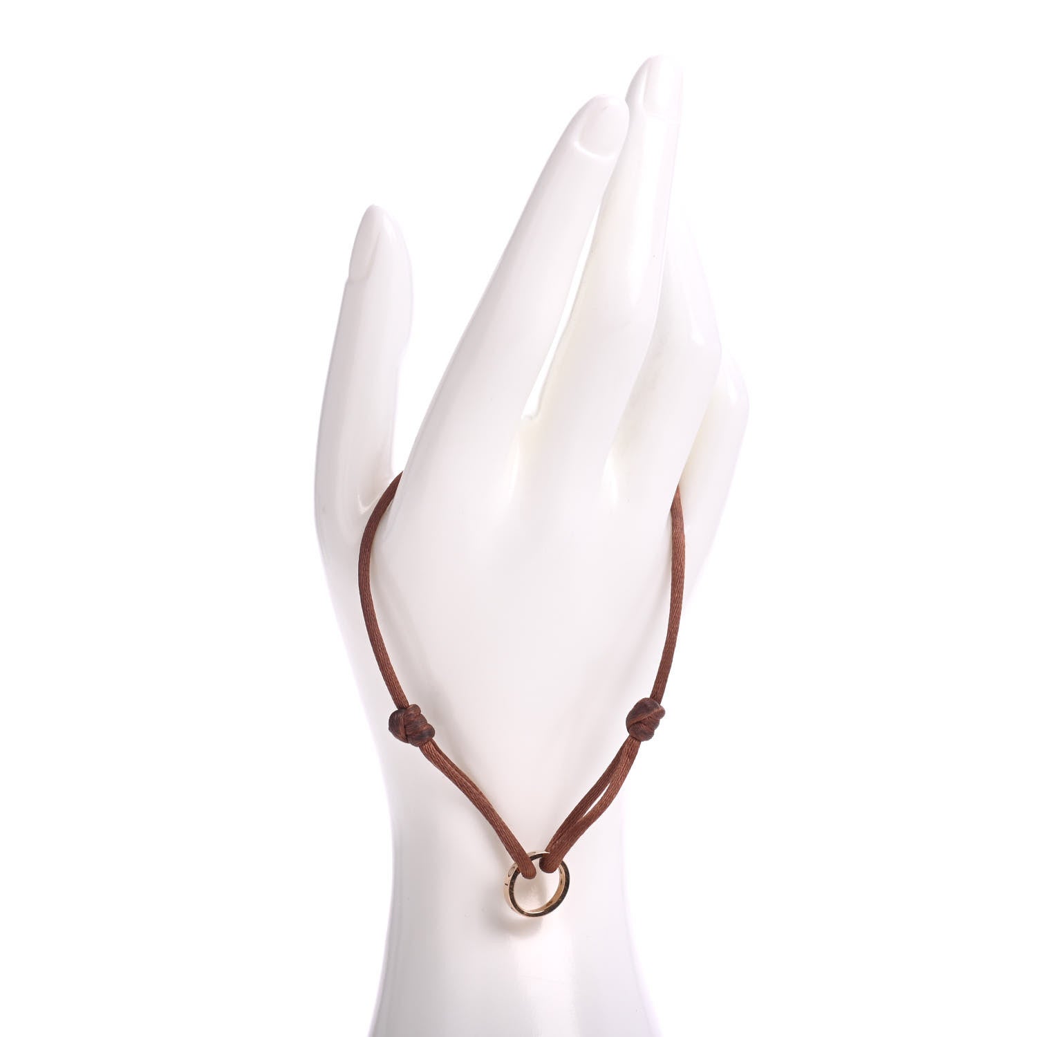 Cartier 18K Pink Gold Diamond Charity LOVE Adjustable Cord Bracelet Brown 2 of 4