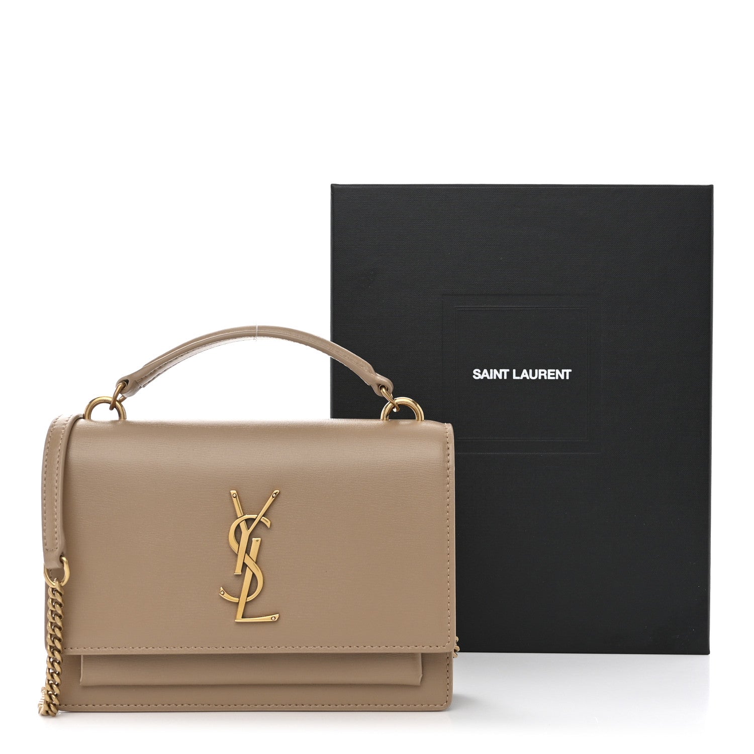 Saint Laurent Calfskin Monogram Sunset Chain Wallet Dark Toffee 3 of 11