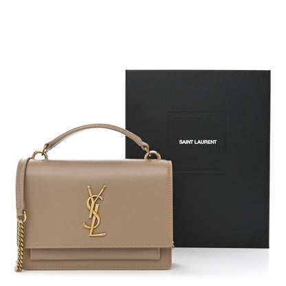 Saint Laurent Calfskin Monogram Sunset Chain Wallet Dark Toffee 3 of 11