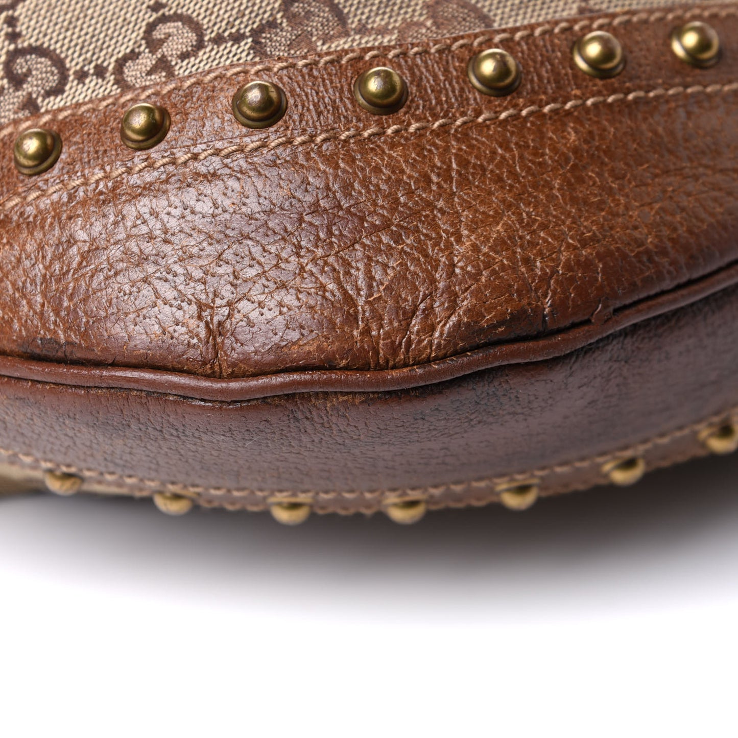 Monogram Pelham Studded Shoulder Bag Brown
