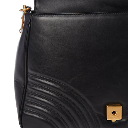 Gucci Calfskin Matelasse Medium GG Marmont Top Handle Shoulder Bag Black 9 of 13