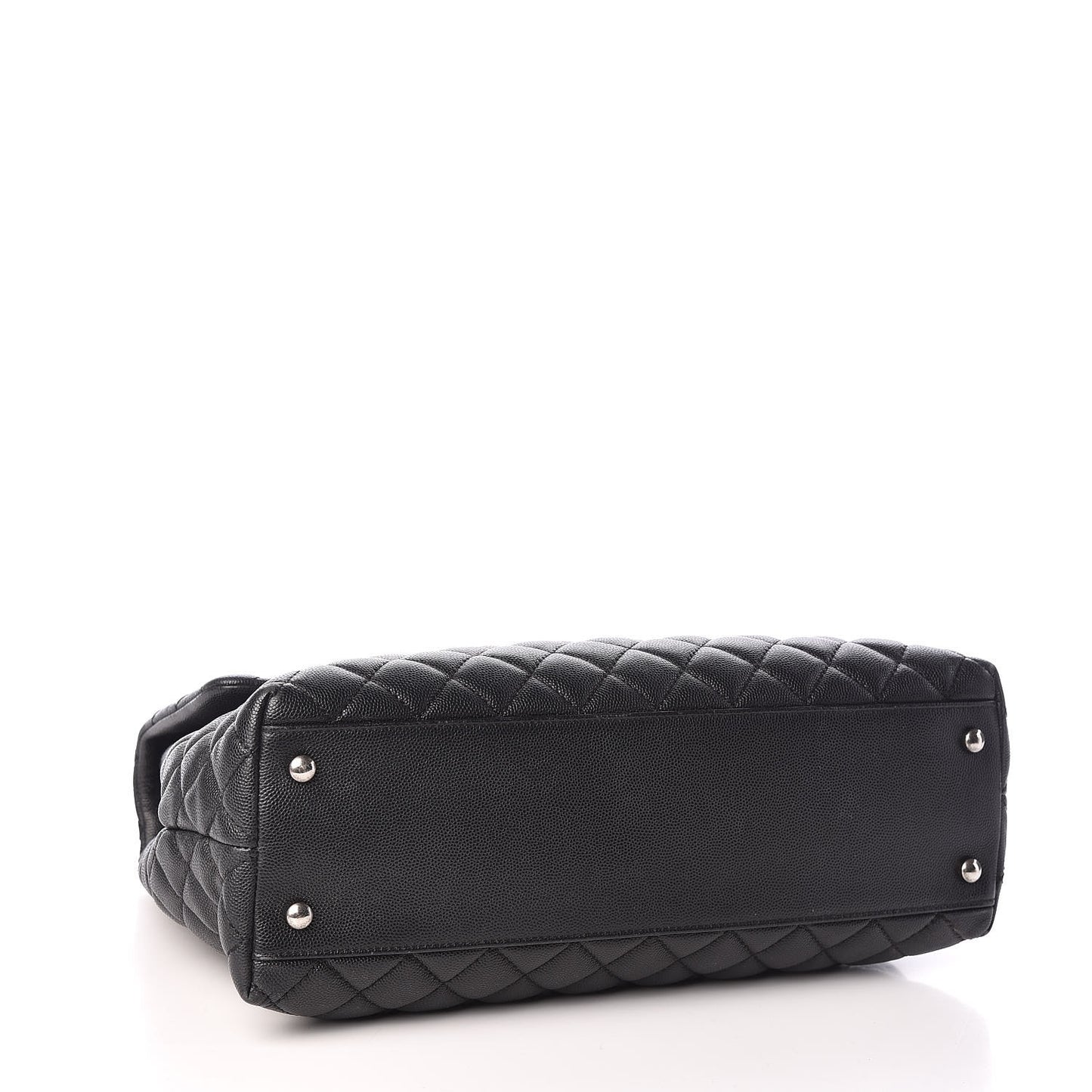 Caviar Quilted Large Coco Handle Flap Grey