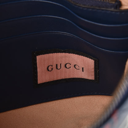 Gucci Calfskin Matelasse GucciGhost Mini GG Marmont Chain Bag Blue Agata Hibiscus Red 6 of 7