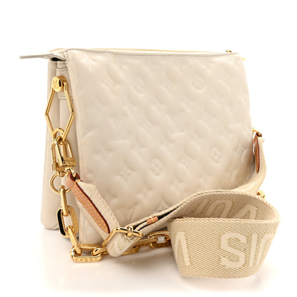 Louis Vuitton Lambskin Embossed Monogram Coussin PM Beige Cream 3 of 11