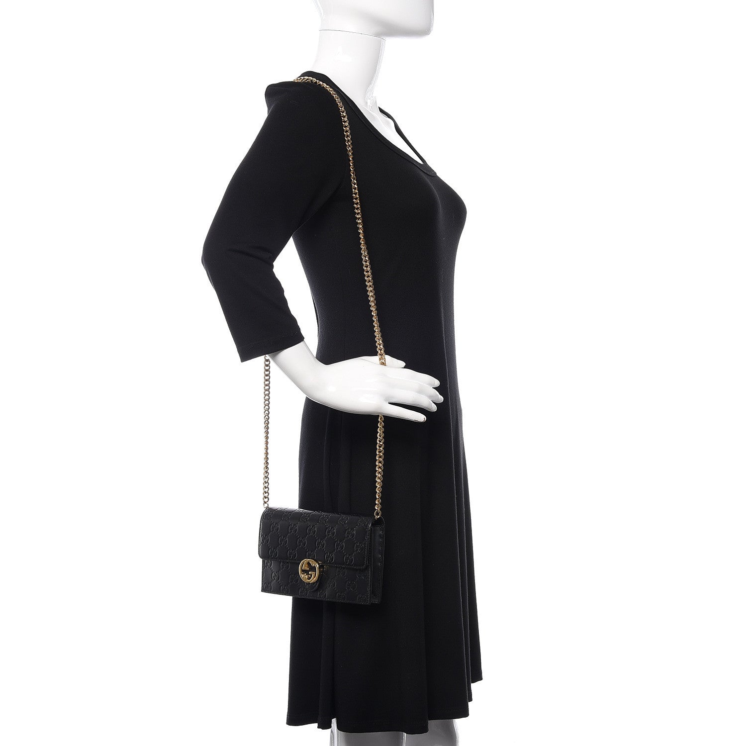 Gucci Guccissima Icon Chain Wallet Black 2 of 14