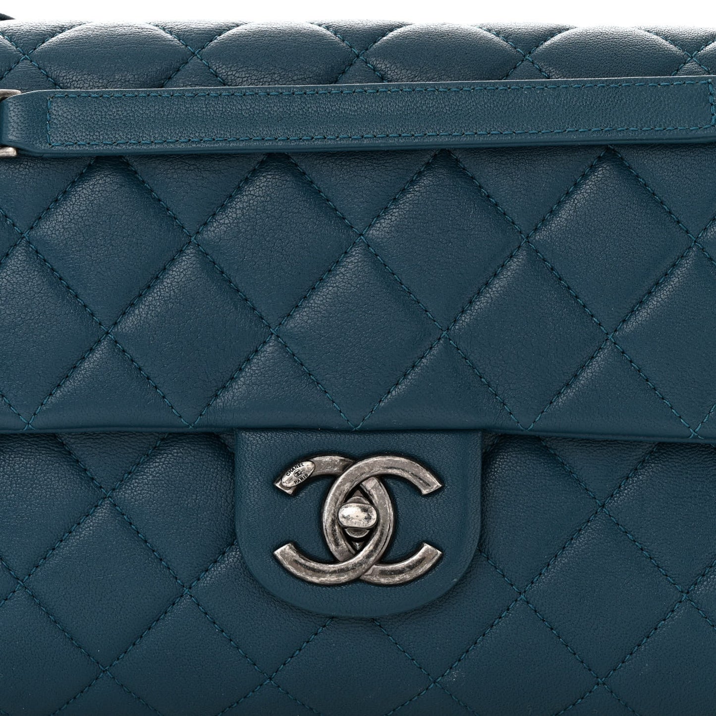 Goatskin Quilted Medium Flap Blue