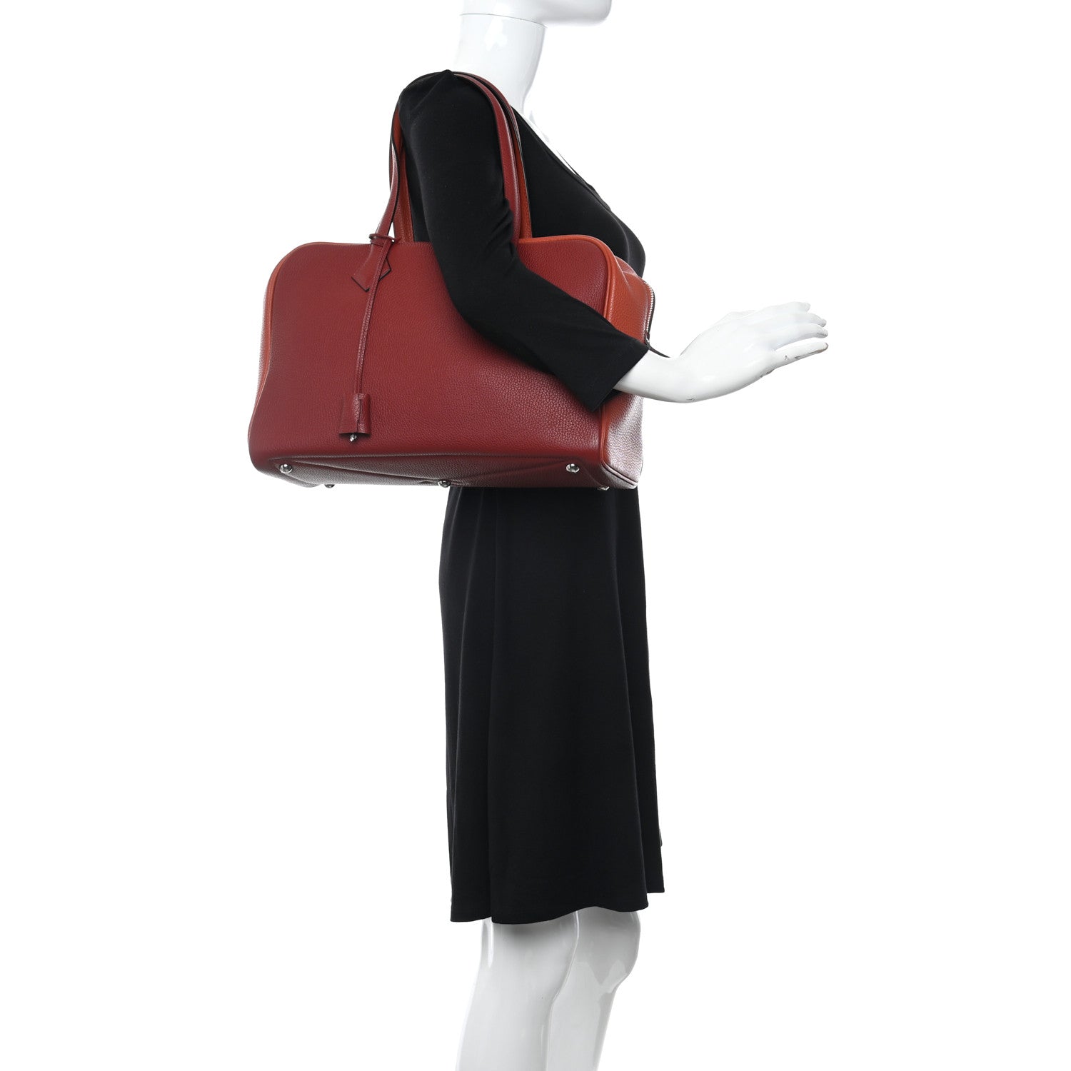 Hermes Taurillon Clemence Bi-Color Victoria II 35 Rouge H Brique 2 of 11