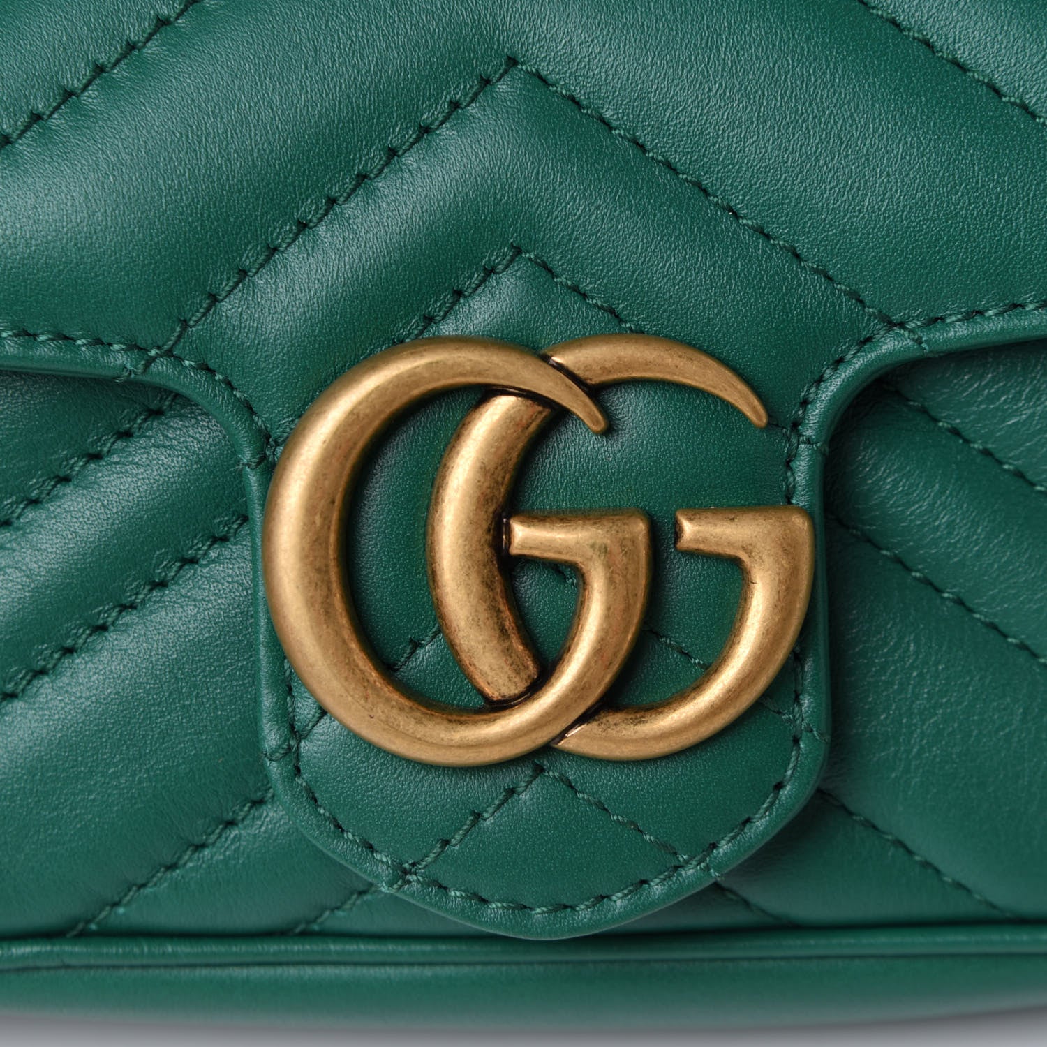 Gucci Calfskin Matelasse Super Mini GG Marmont Shoulder Bag Emerald Green 8 of 11