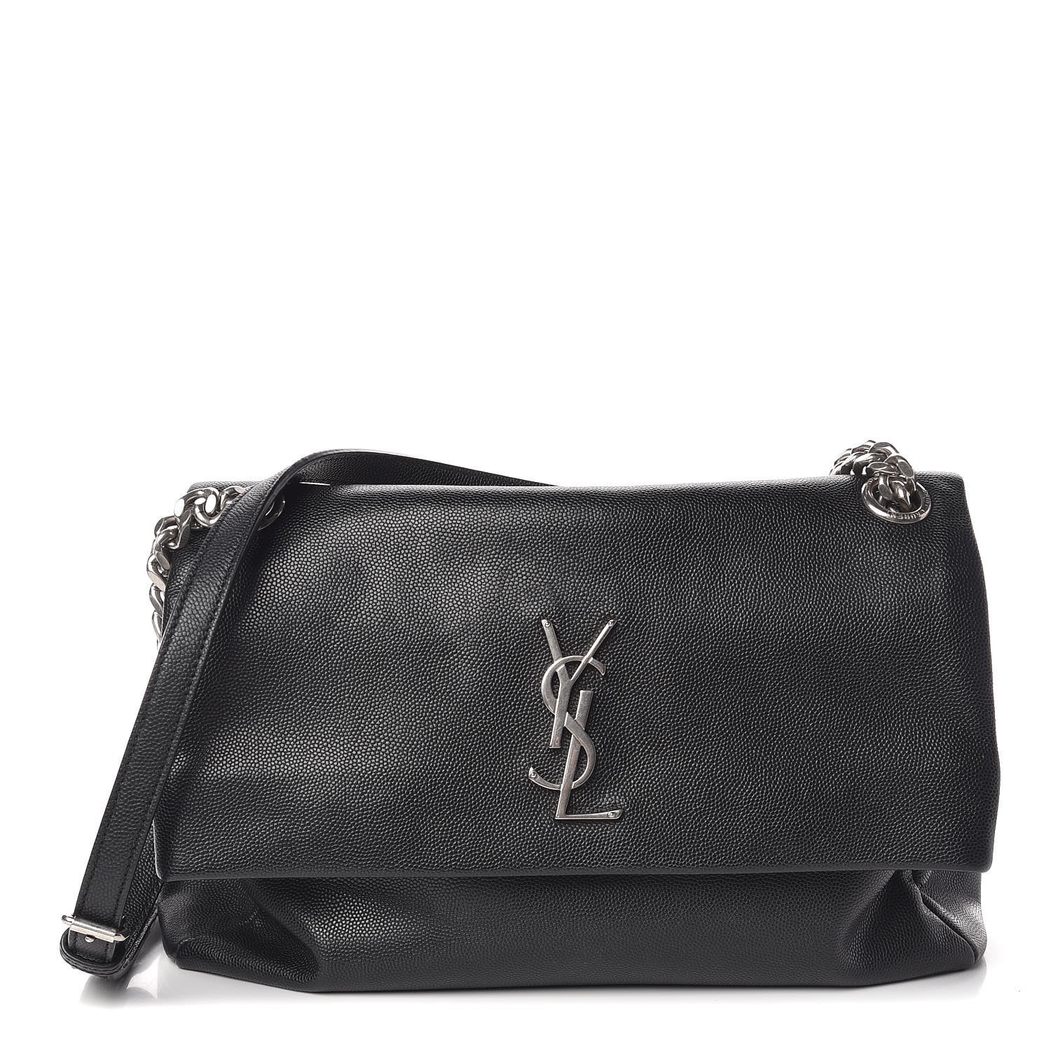 Saint Laurent Grain De Poudre Medium West Hollywood Monogram Fold-Over Black 1 of 11