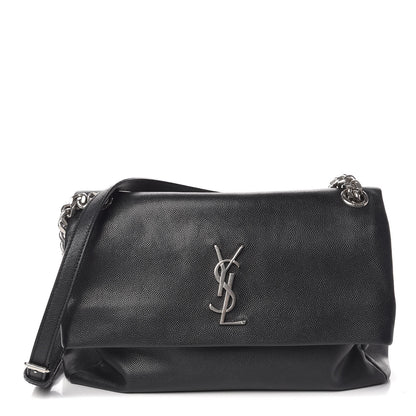 Saint Laurent Grain De Poudre Medium West Hollywood Monogram Fold-Over Black 1 of 11