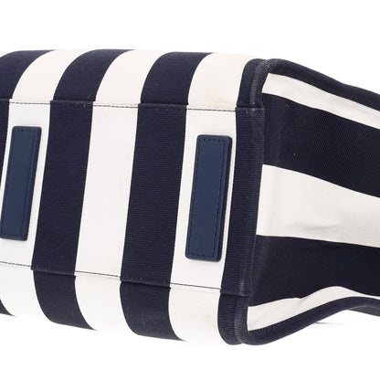 Versace Canvas Striped La Medusa Tote Bag  Navy Blue White 9 of 9