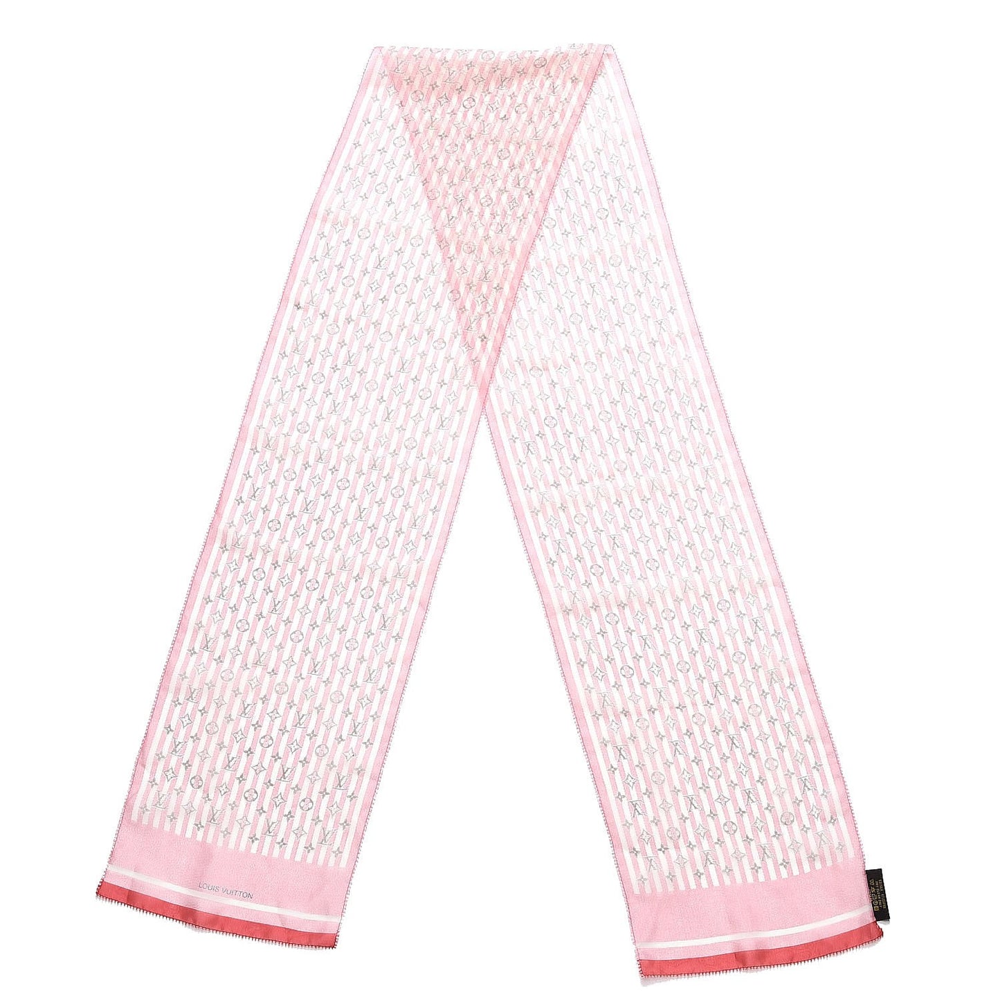 Silk Wool Monogram Rayures Shawl Red