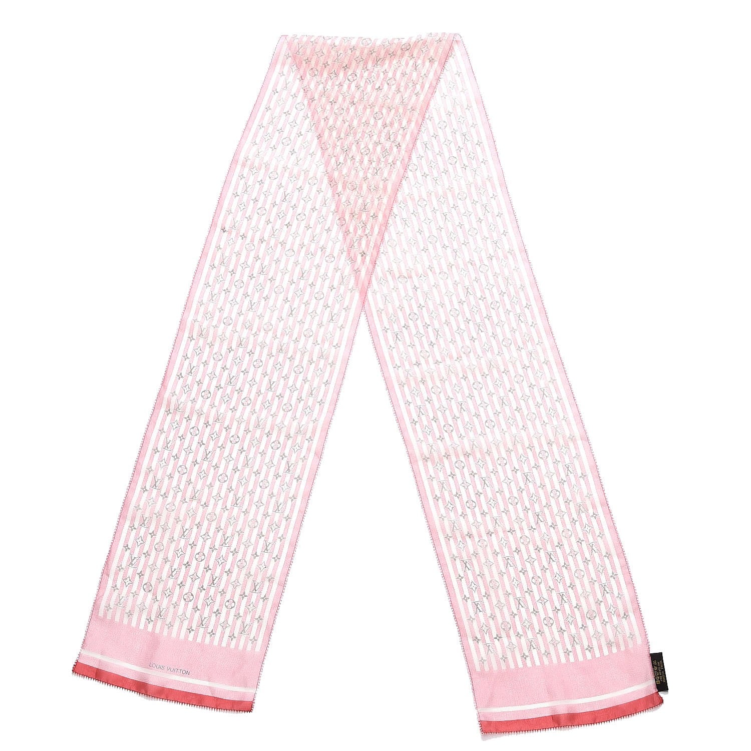 Louis Vuitton Silk Wool Monogram Rayures Shawl Red 3 of 6